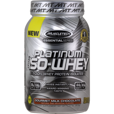 MuscleTech Essential Series Platinum 100% Iso Whey Gourmet Milk Chocolate 26 svg